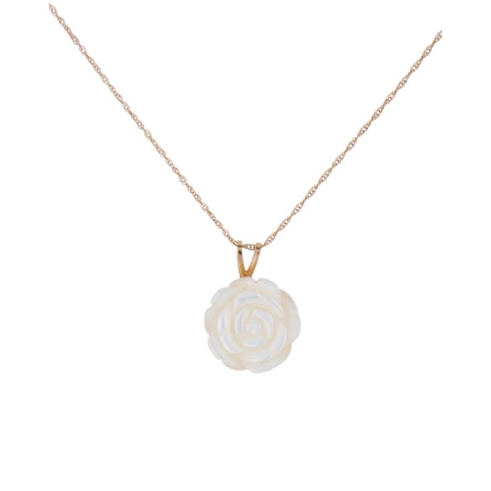 Macy's 10K Gold Chain with mother of pearl Pendant